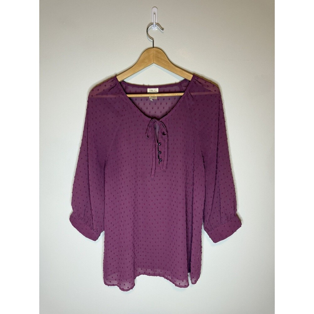 Matilda Jane Women's Sheer Swiss Dot Tunic Pullover Blouse Medium boho